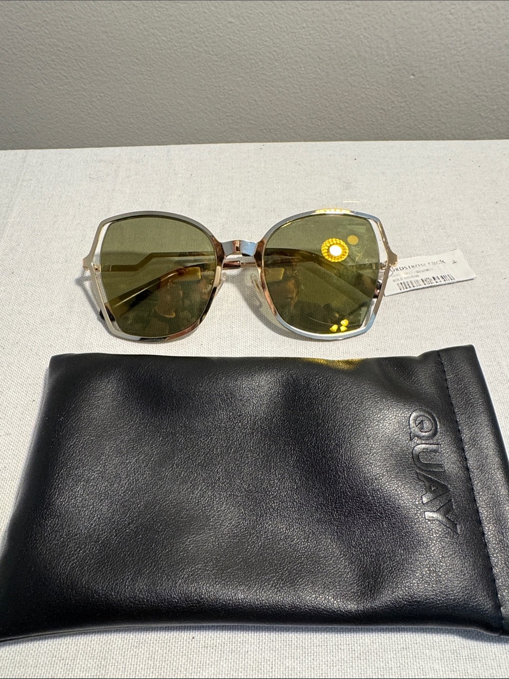 Quay Australia Oversized Gold Framed Sunglasses NWT